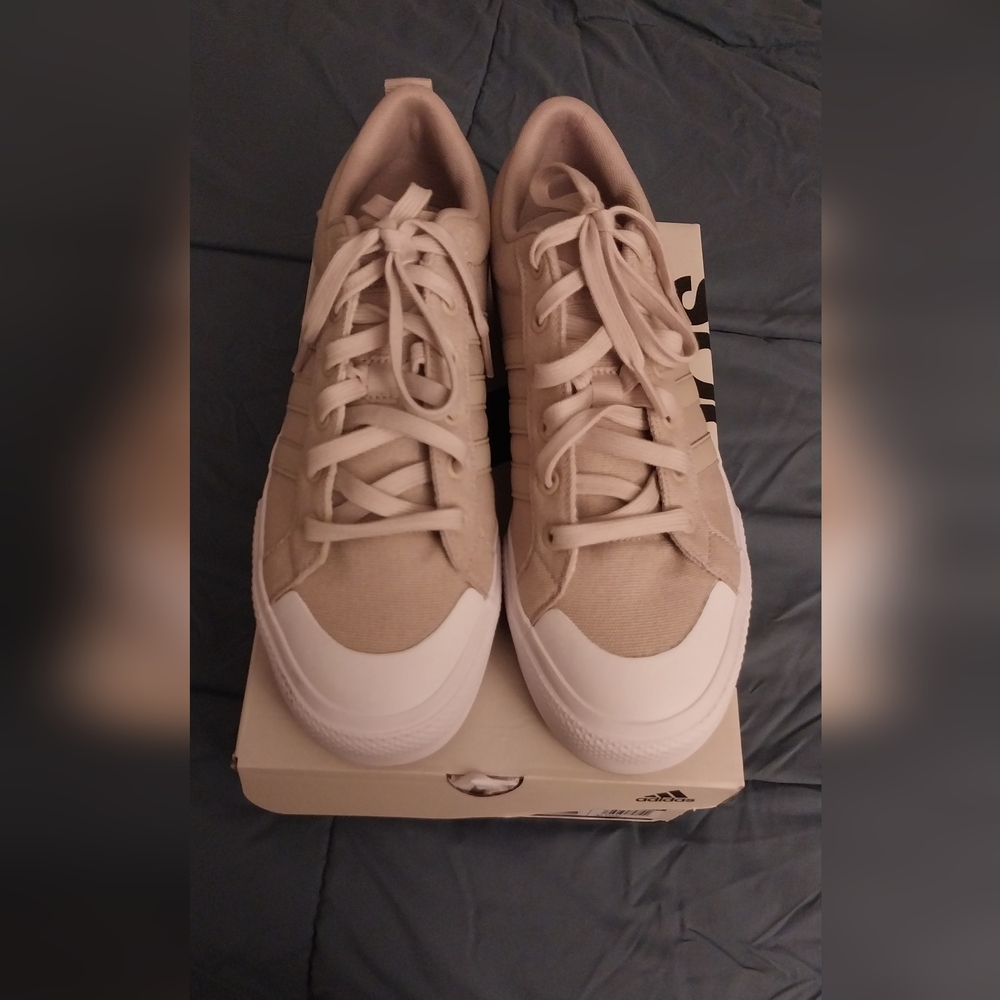 Adidas Beige and White Sneakers